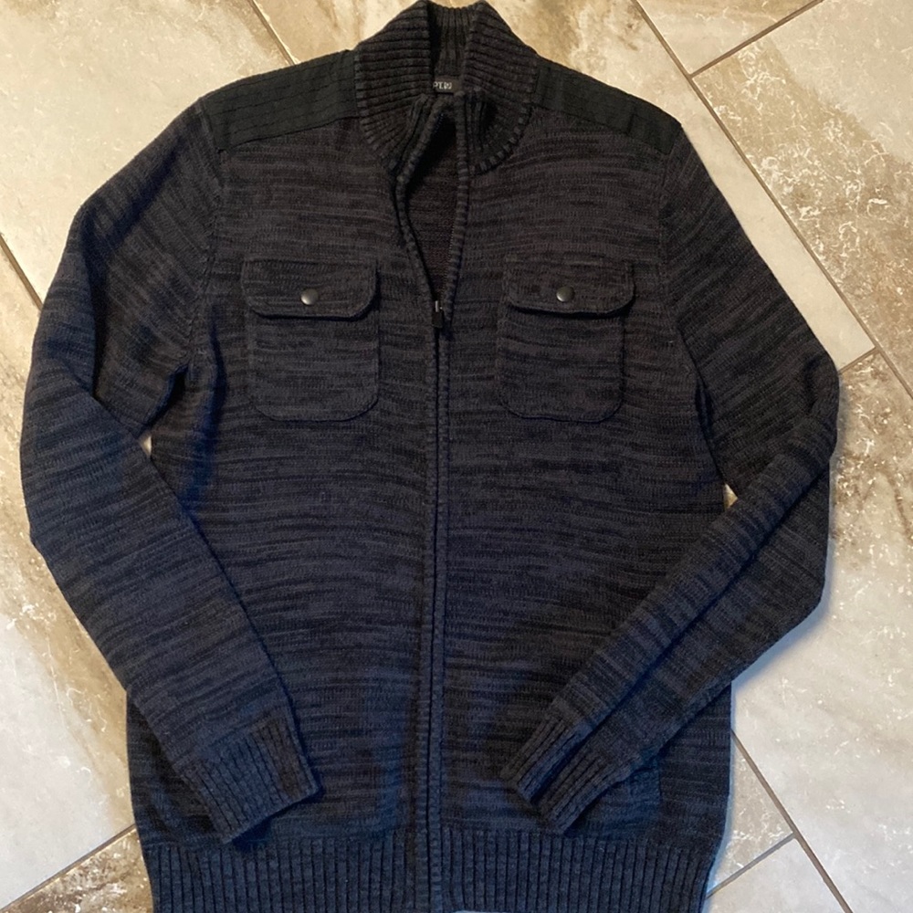 Men black size large zip up sweater jacket